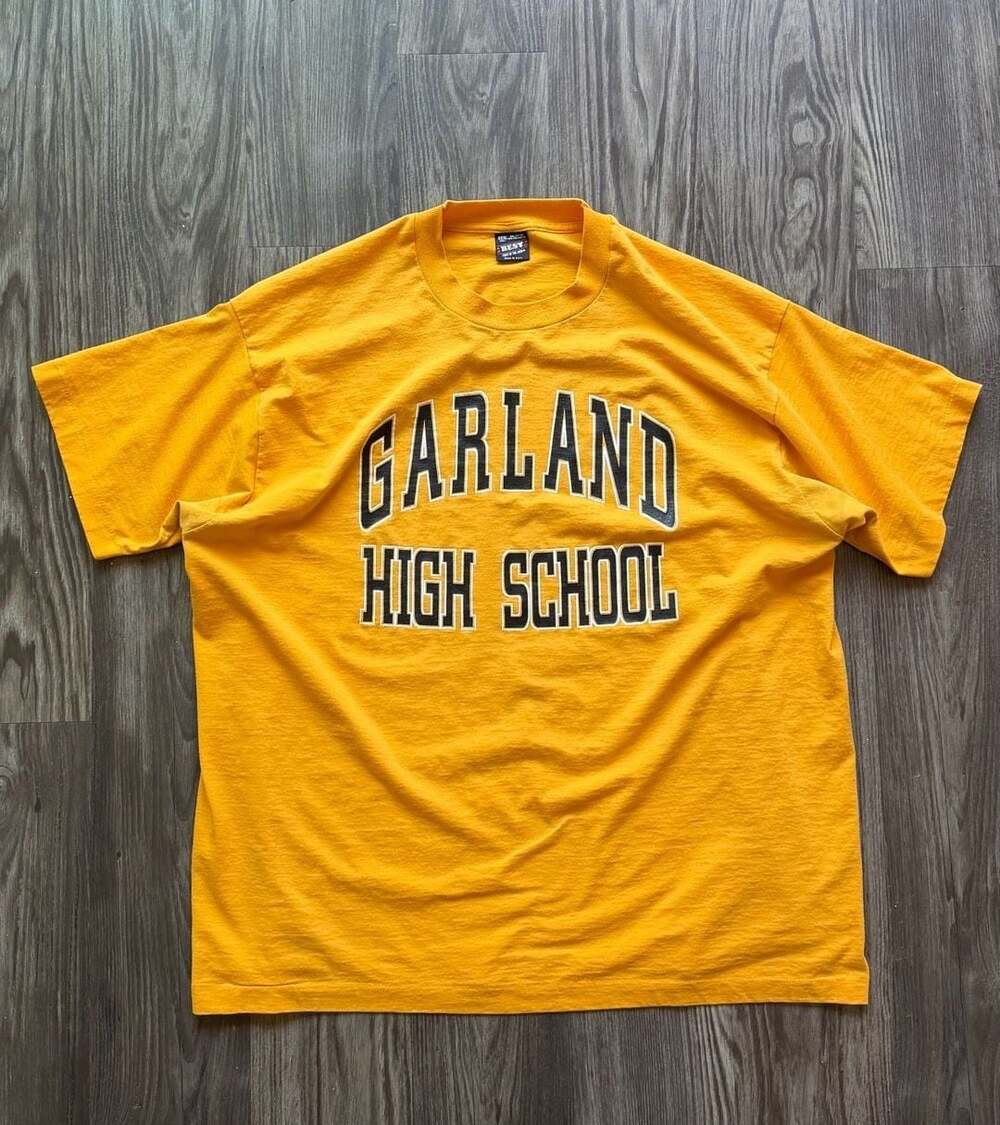 Vintage Garland High School Graphic T-Shirt Yellow